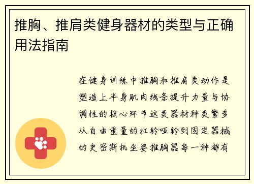 推胸、推肩类健身器材的类型与正确用法指南